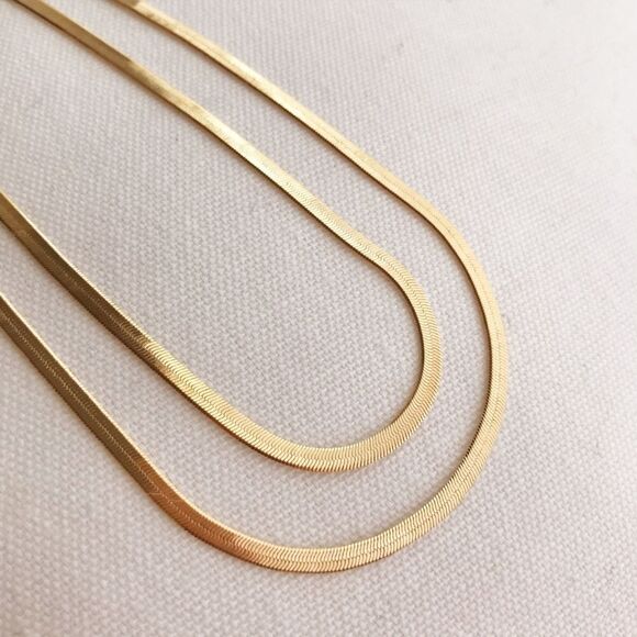 Gold Herringbone Chain Necklace
